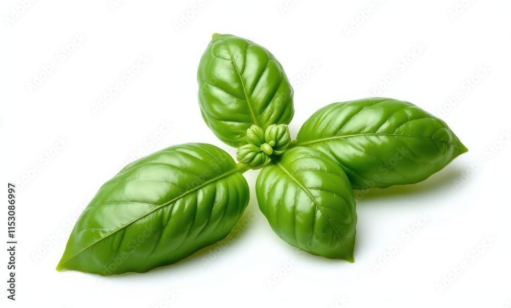 Fresh basil leaves on white background Fresh basil leaves on white background
