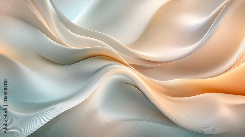 Fototapeta premium Smooth abstract background with flowing wave like curves in soft pastel tones, creating serene and elegant visual effect