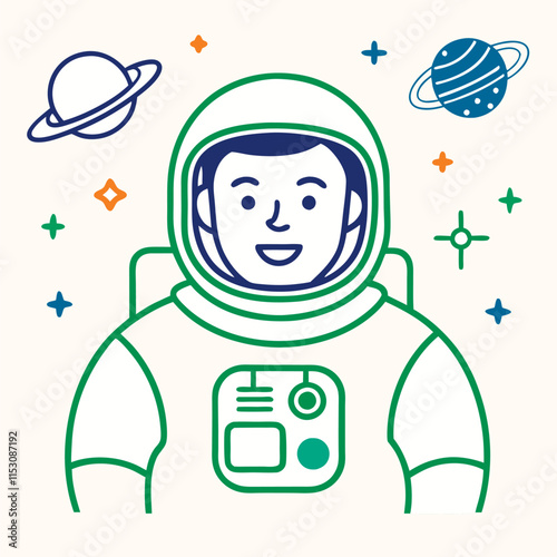 vector illustration of astronaut in spacesuit cartoon style 