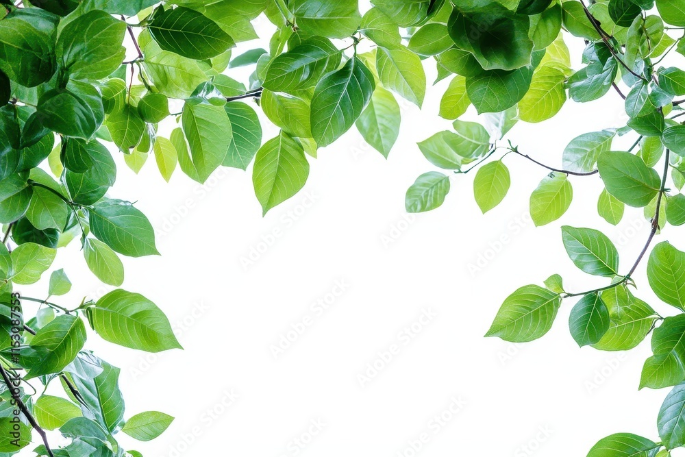 Lush green leaves frame isolated on white background. Lush green leaves frame isolated on white background.