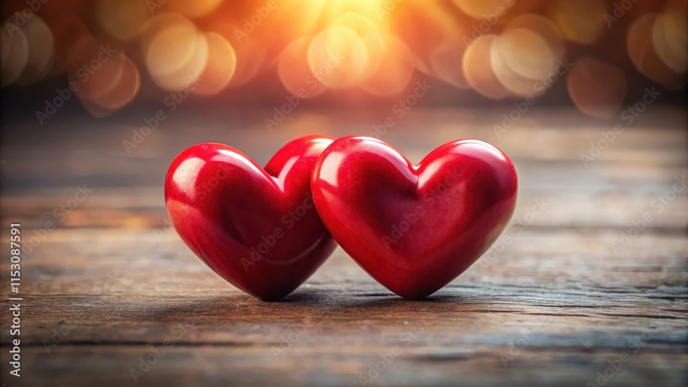 Two red hearts intertwined as a symbol of unity and love, with soft focus background and subtle texture , passionate Two red hearts intertwined as a symbol of unity and love, with soft focus background and subtle texture , passionate