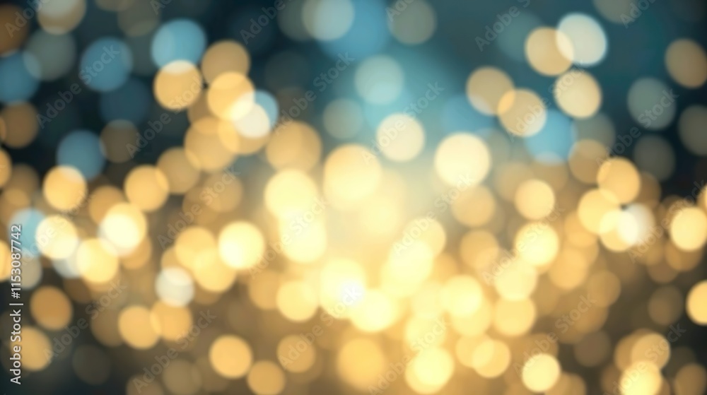 A de-focused abstract background featuring shimmering glitter lights in blue, gold, and black hues. A de-focused abstract background featuring shimmering glitter lights in blue, gold, and black hues.
