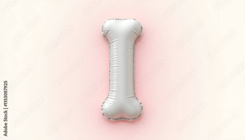 Fototapeta premium Silver Bone-Shaped Balloon on Pink Background