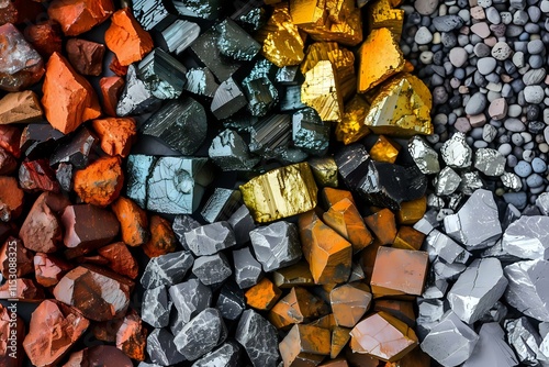 Exploring Diverse Rock Textures: A Colorful Collection of Minerals, Crystals, and Stones Showcasing Various Colors and Forms, Including Polished and Rough Surfaces.