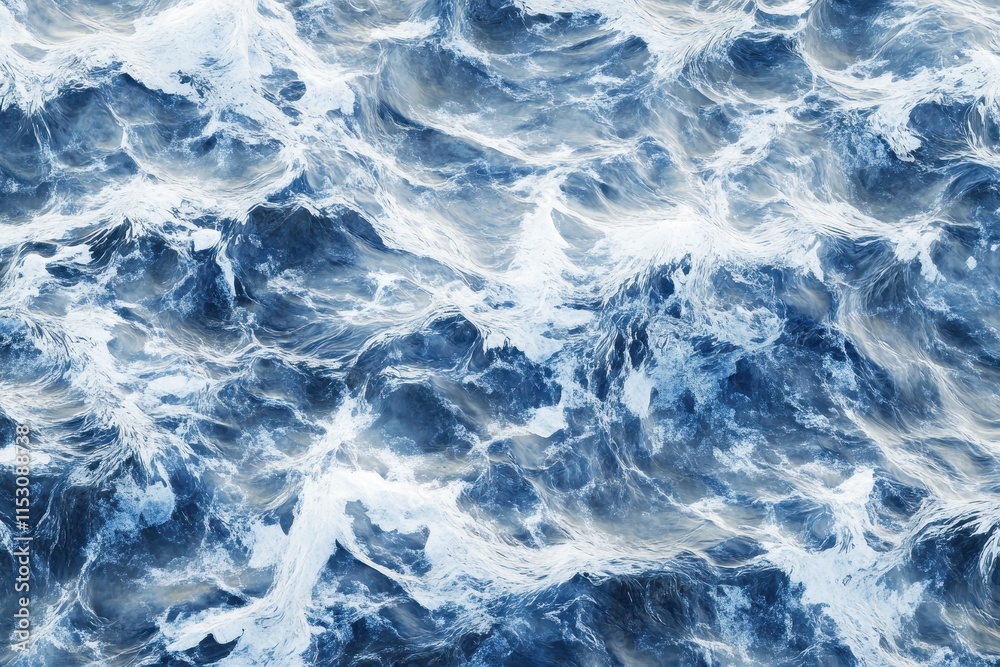 Turbulent ocean waves, blue water texture.