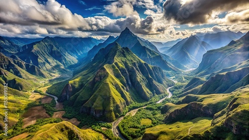 Reunion Island Cilaos Cirque Aerial Panorama photo
