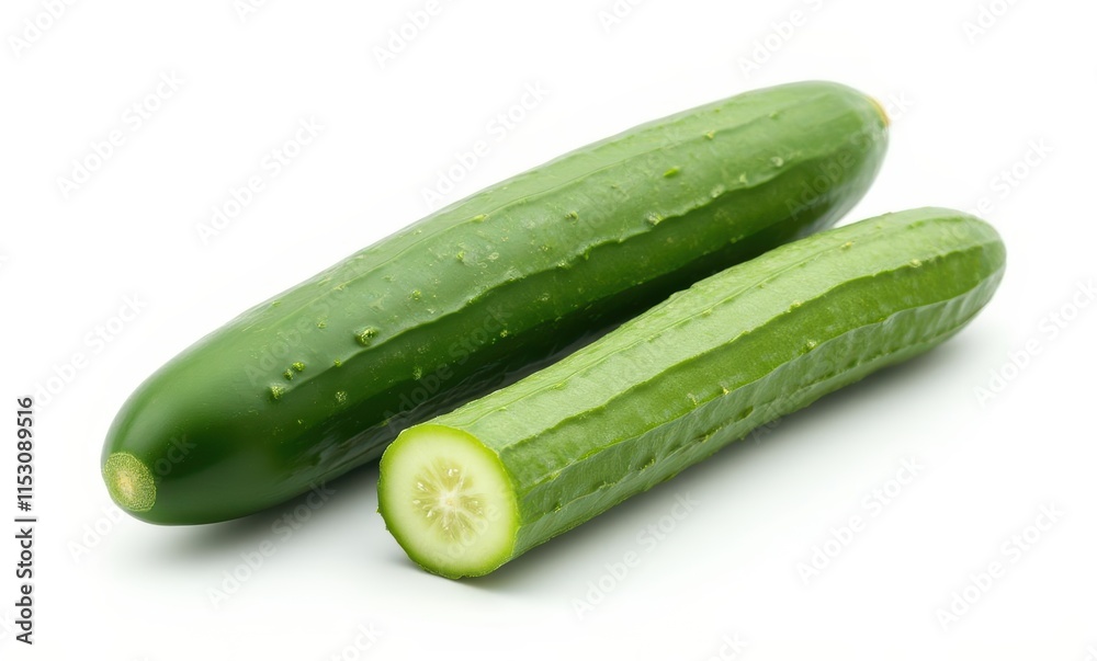 Fresh green cucumbers on white background Fresh green cucumbers on white background