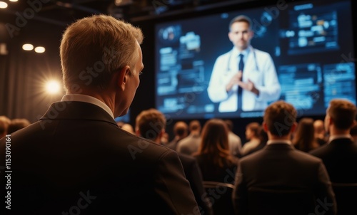 Audience watching a medical presentation.