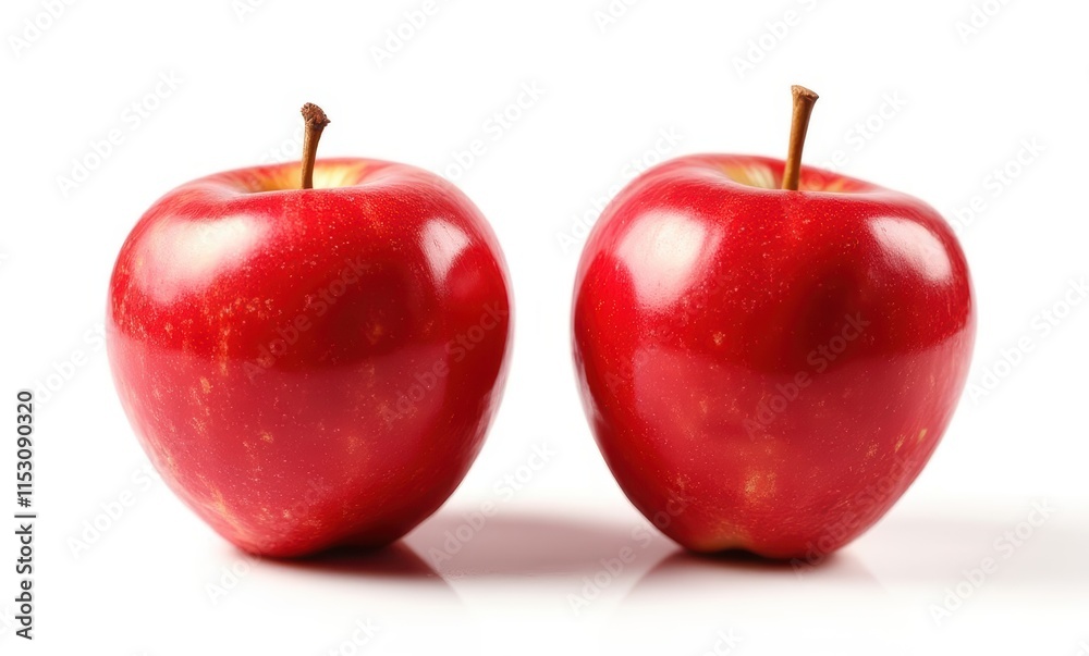 Two shiny red apples on white background Two shiny red apples on white background