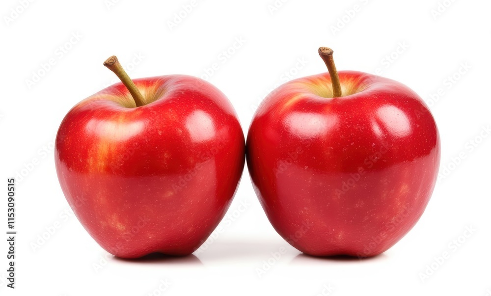 Two bright red apples together Two bright red apples together