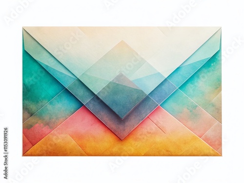 Double Exposure Envelope: Abstract Flat Design Mail Concept Stock Photo