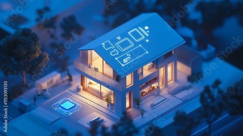 Digital community, smart home and digital community. 3D