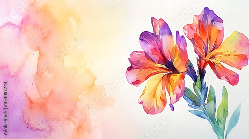 Vibrant Watercolor Flowers Artistic Floral Painting Colorful Blossom Spring Summer Design