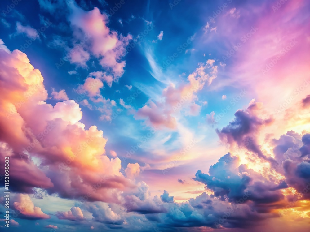 Dreamy Pastel Sky: Serene Blue and Pink Cloudscape Dreamy Pastel Sky: Serene Blue and Pink Cloudscape