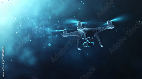 Wallpaper Mural The drone consists of points. Particles in the form of a drone on a dark background. Vector illustration. Graphic concept drone. Torontodigital.ca