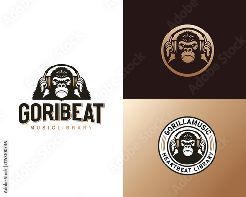 Creative unique Gorilla stereo music studio logo for business company
