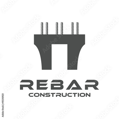 rebar concrete pillar construction logo design vector for business ideas