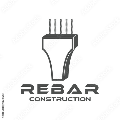 Reinforcement construction logo design for concrete pillar supports