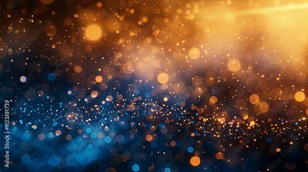 Fototapeta premium Abstract Blue and Gold Glittering Bokeh Background