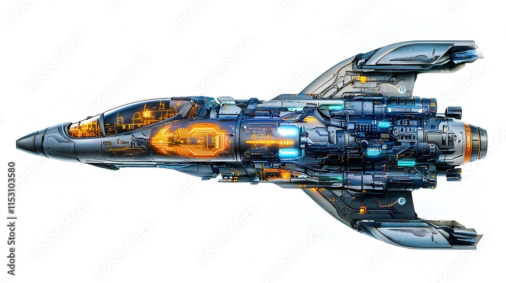 Futuristic Spaceship Design with High-Tech Details Futuristic Spaceship Design with High-Tech Details