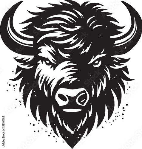 Bison head silhouette in grunge style