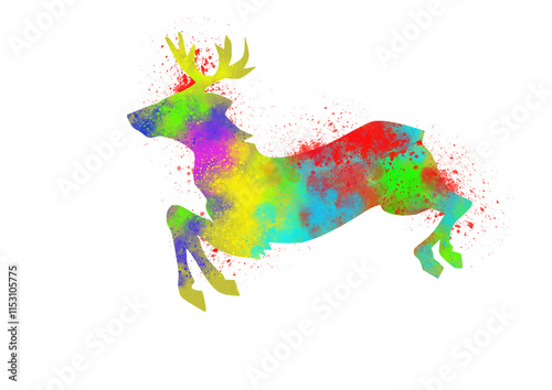 Watercolor Reindeer, Abstract Reindeer, Colorful Reindeer, Reindeer Illustration, Reindeer Drawing, Reindeer