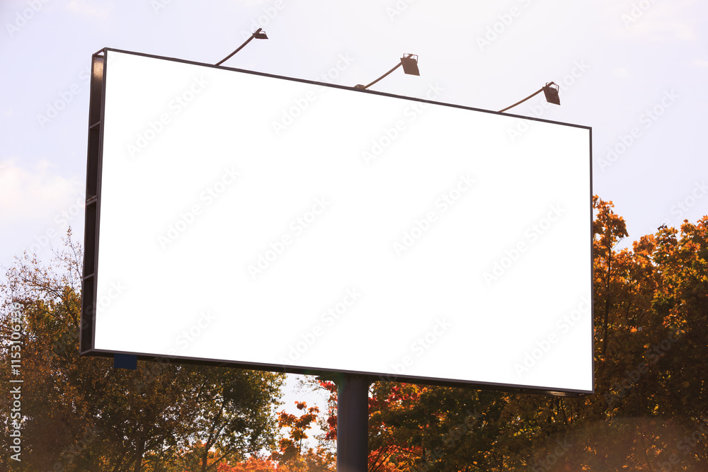 Background for design, white billboards on city streets and along roads