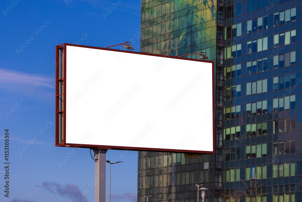 Fototapeta premium Background for design, white billboards on city streets and along roads