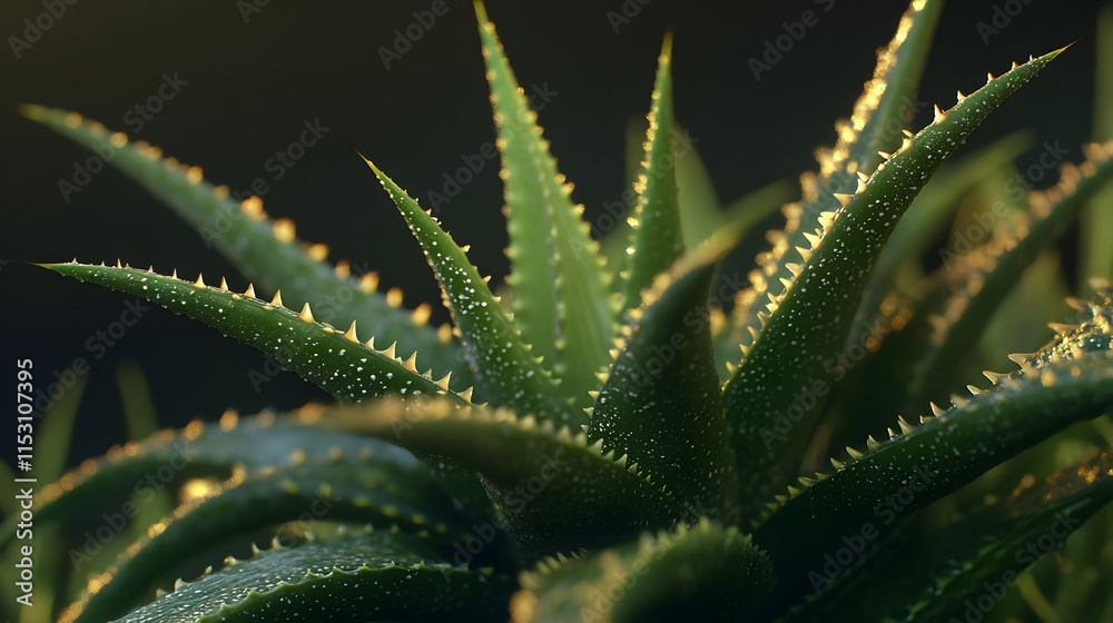 Close-up of an aloe vera plant with detailed leaves in nature Close-up of an aloe vera plant with detailed leaves in nature