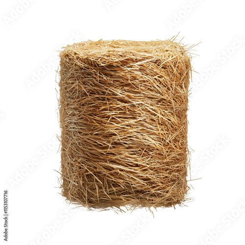 A close-up of a large, round hay bale on a transparent background. Ideal for agricultural, countryside, or farming-themed designs and projects highlighting rural life or harvest scenes. photo