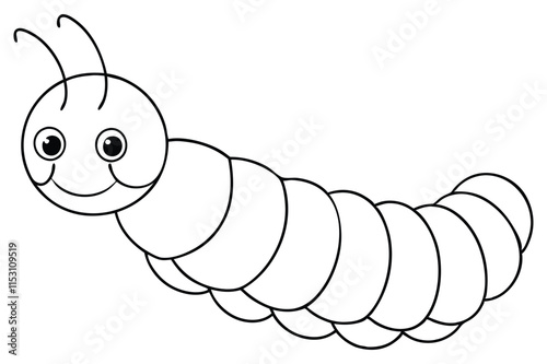 caterpillar cartoon outline coloring page.eps