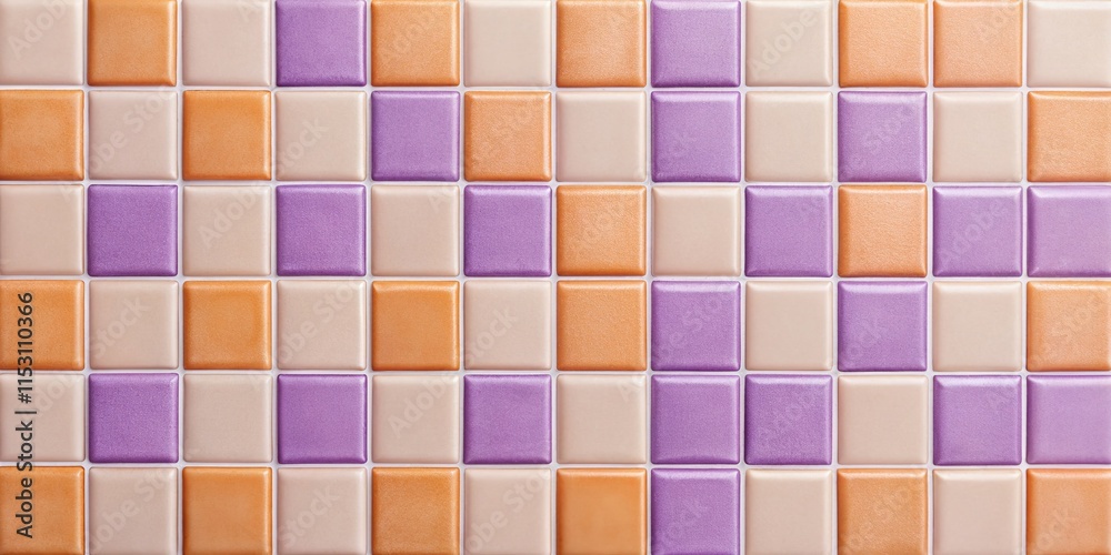 Elegant Lilac & Peach Tile Background for Food Photography - Clean Flat Lay Surface