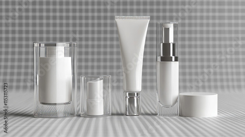 Wallpaper Mural White bottles and tubes for cosmetic, cream, lotion and gel. Vector realistic mock up of 3d cosmetic package, blank containers with plastic clear caps isolated on transparent background Torontodigital.ca