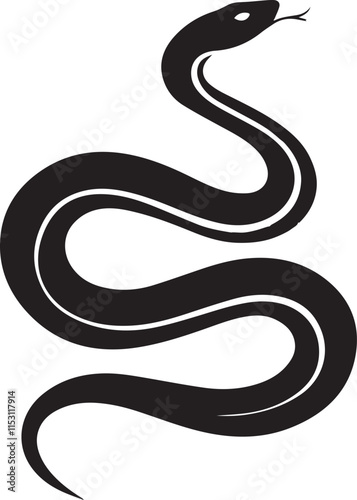 Simple Black and White Snake Silhouette