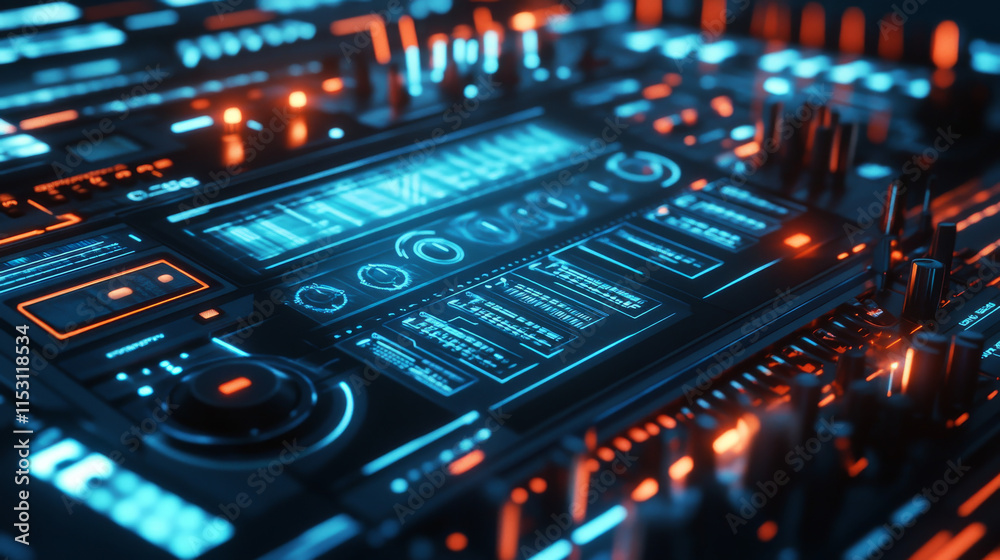 Synthesizer hologram. Digital and technological background synthesizer. Futuristic synth design Synthesizer hologram. Digital and technological background synthesizer. Futuristic synth design