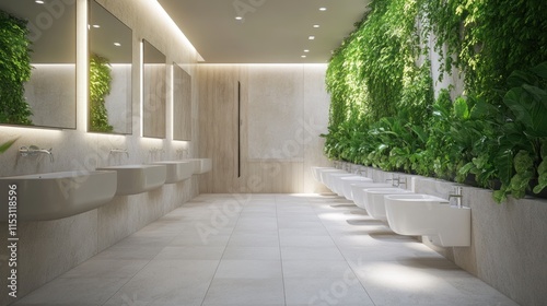 Modern Bathroom Interior with Green Wall