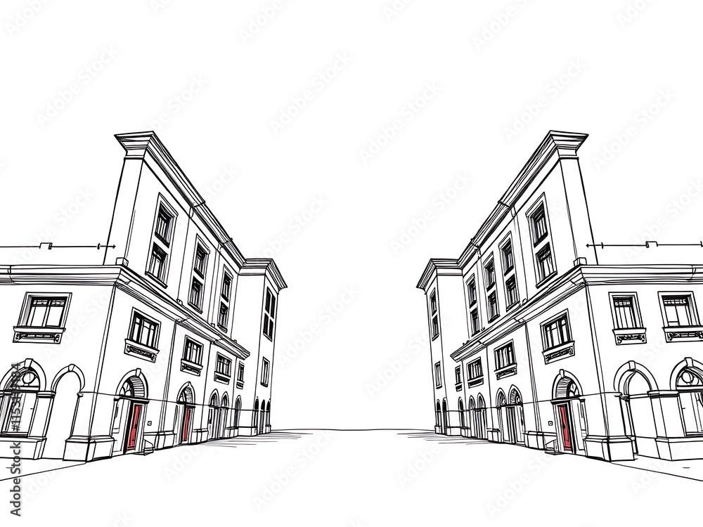 Elegant Hand-Drawn Building Sketch Illustration. AI Generated Elegant Hand-Drawn Building Sketch Illustration. AI Generated