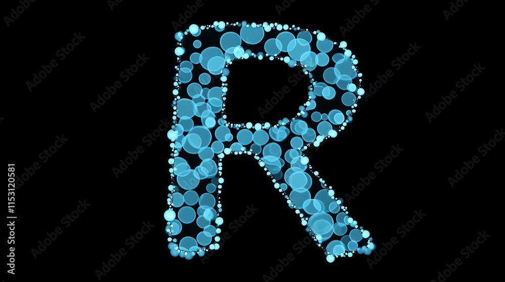 Letter R from the particles. The letter R consists of circles and points. Vector illustration. Letter R from the particles. The letter R consists of circles and points. Vector illustration.