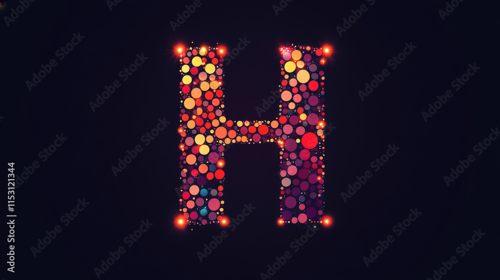 Letter H from the particles. The letter H consists of circles and points. Vector illustration. Letter H from the particles. The letter H consists of circles and points. Vector illustration.