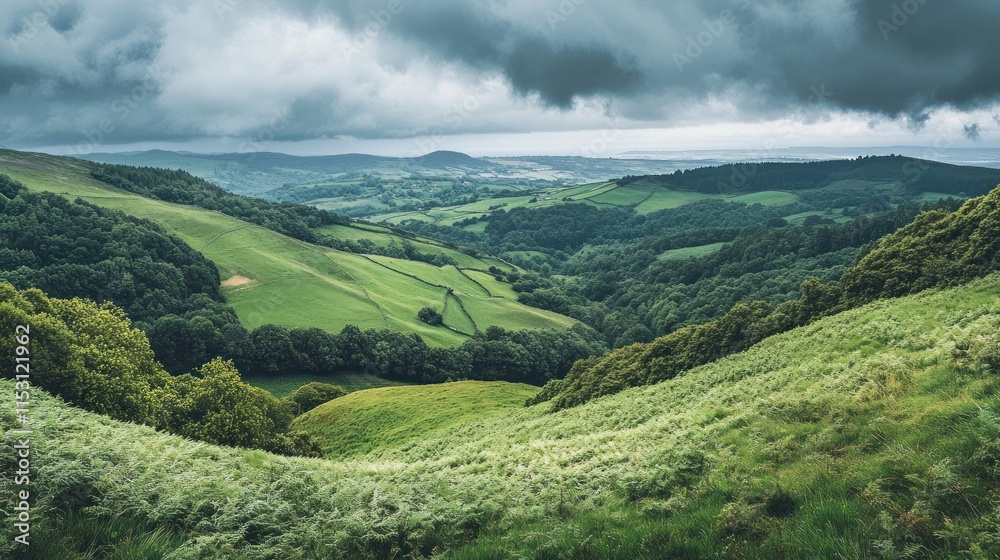 Fototapeta premium Rolling Hills Under a Dramatic Sky