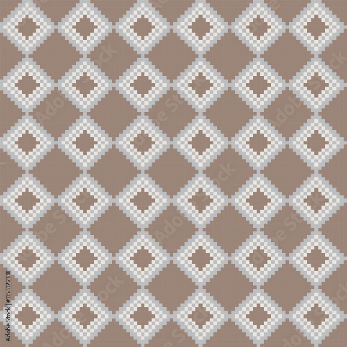 Neutral Colour Argyle Fair Isle Seamless Pattern Design