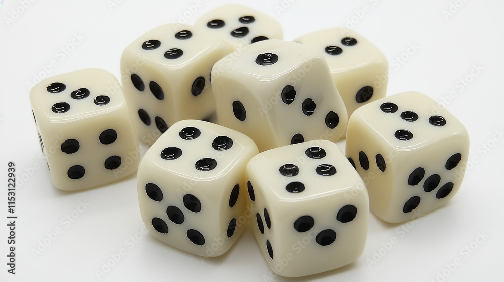 Dice playing on a white background. Isolated silhouette of casino dice. 3D dice vector. Dice playing on a white background. Isolated silhouette of casino dice. 3D dice vector.