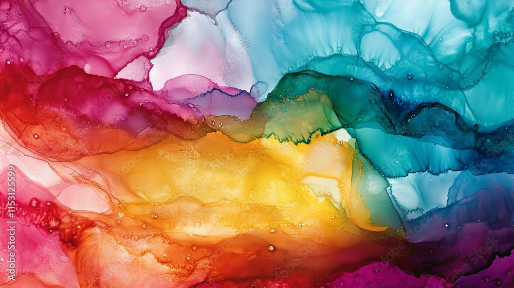 Abstract alcohol ink painting detail featuring fluid gradient patterns, vivid colors, and organic flowing shapes in modern artistic design Abstract alcohol ink painting detail featuring fluid gradient patterns, vivid colors, and organic flowing shapes in modern artistic design