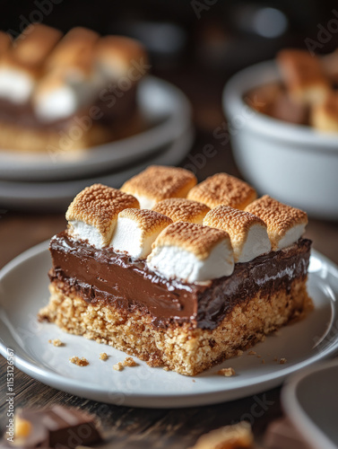 Wallpaper Mural A slice of s'mores-inspired cake with marshmallows. Torontodigital.ca