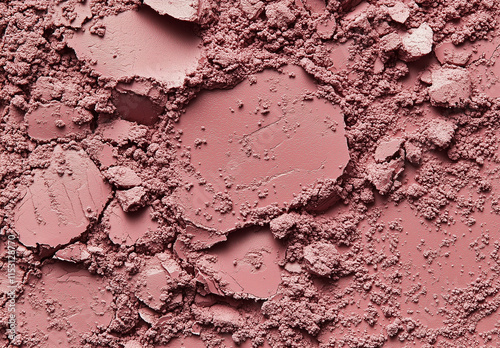 Brown Clay cosmetic texture on the background, close-up. Background of smudged cream for face or body mask. Close-up of a pink creamy swatch. photo