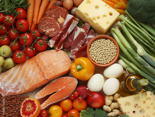 Group of healthy food for flexitarian diet 