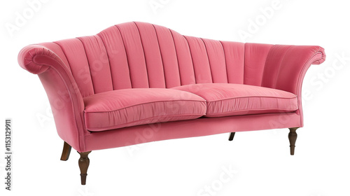 Pink Camelback Sofa isolated on transparent background, PNG