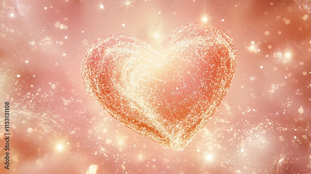 Fototapeta premium heart-shaped galaxy illustration with swirling stars and nebula effects on a dreamy pink backdrop 