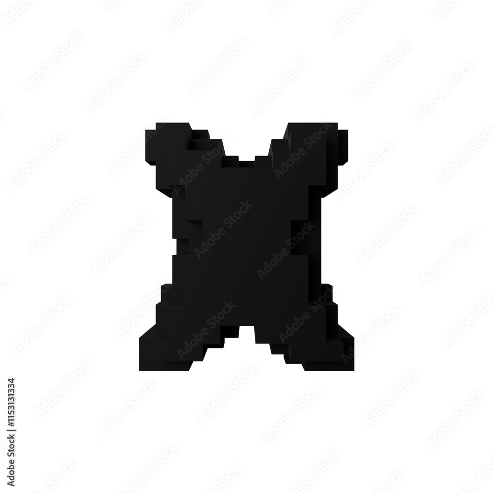 3D Voxel Letter X in a Minimalist Block Design 3D Voxel Letter X in a Minimalist Block Design