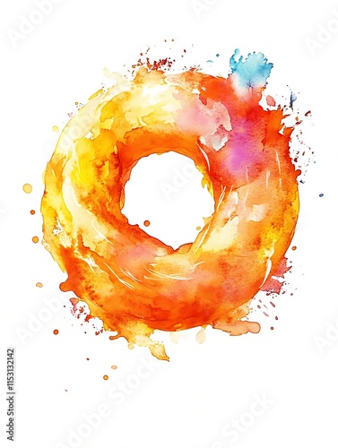Vibrant Watercolor Ring Abstract Illustration: Dynamically Painted Circular Design. AI Generated